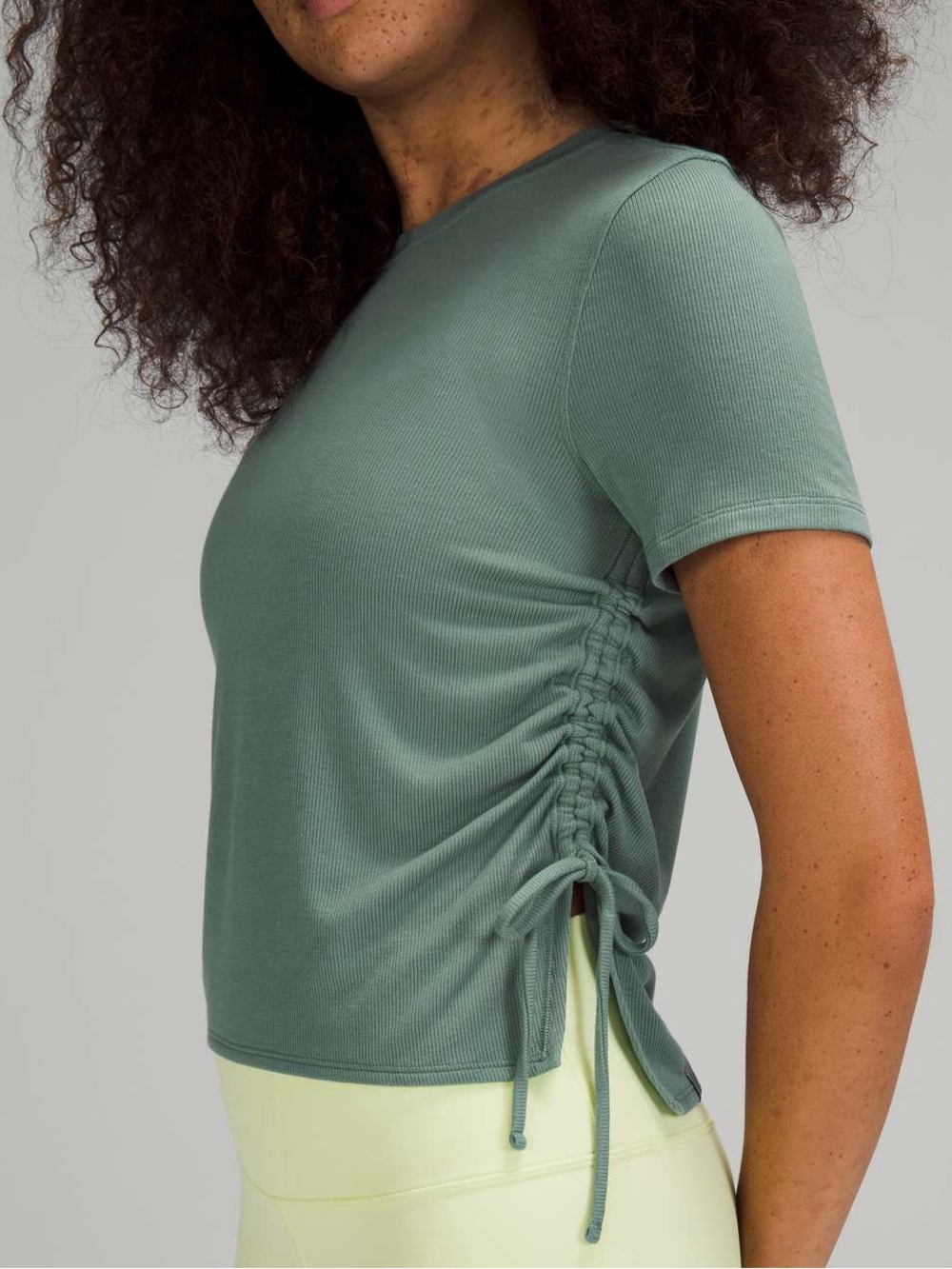 lululemon Ribbed Side-Ruched Short Sleeve Top - Sage